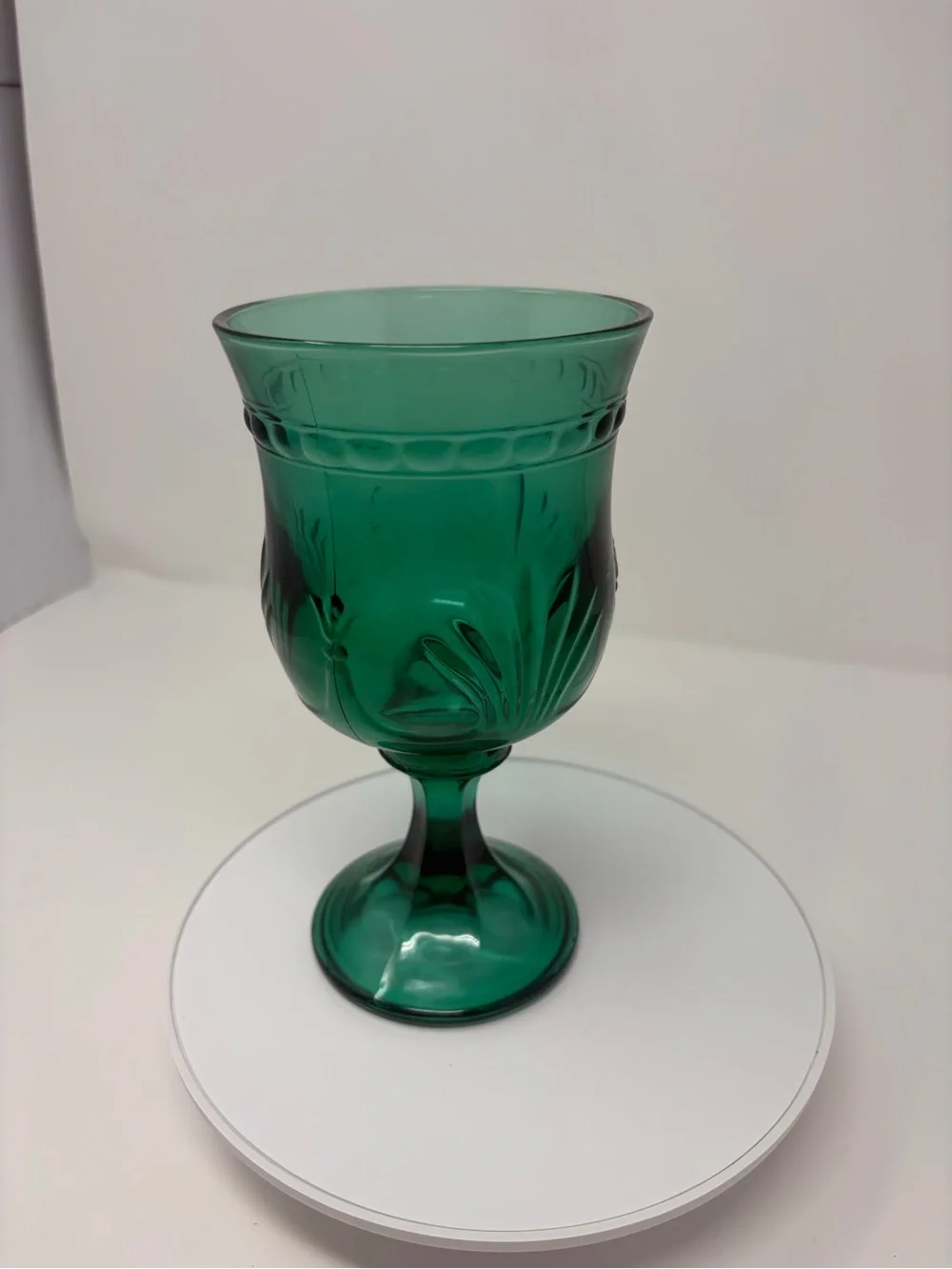 Vintage Set-4 Tuscany Glass King's Crown Thumbprint Blue/Green Wine Water Goblet